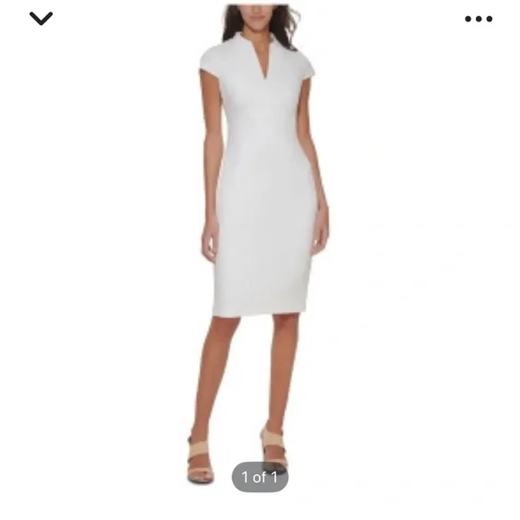Calvin Klein Elegant White Cap Sleeve Dress - Picture 1 of 2